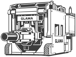 An illustration of a machine labeled "GLAMA".